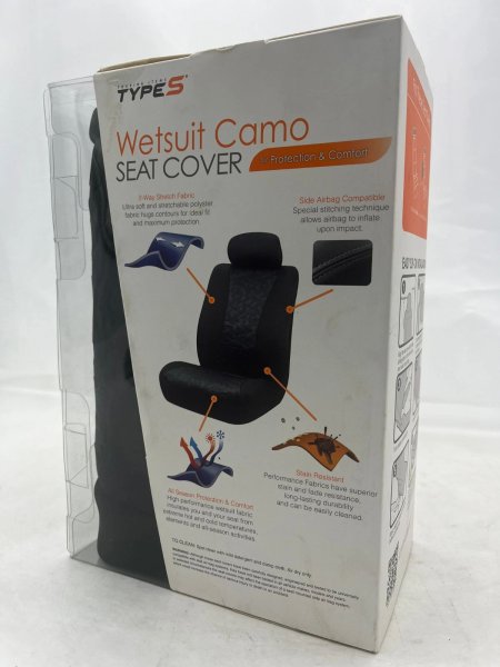 Type S Black Camo Wetsuit Seat Cover – Universal Waterproof Car Protection