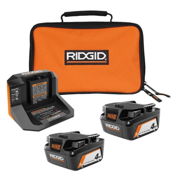 18V Lithium-Ion (2) 4.0 Ah Battery Starter Kit with Charger and Bag