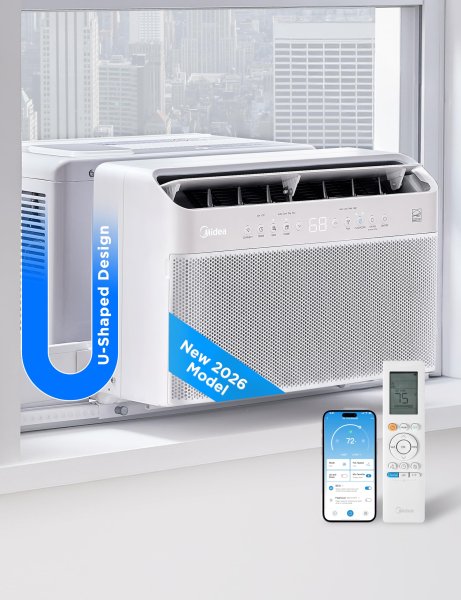 Midea 6,000 BTU U Shaped Smart Inverter Window Air Conditioner - Cools 250 Sq Ft