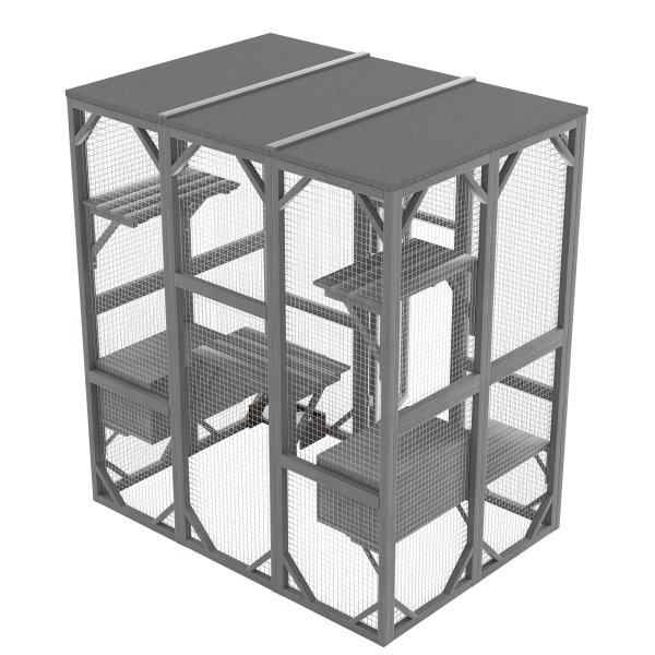 71inch Outdoor Cat Enclosure Large Cat House for Multiple Cats with Waterproof Roof 3 Tier Cat Cage 6 Platforms for Patio Yard Garden