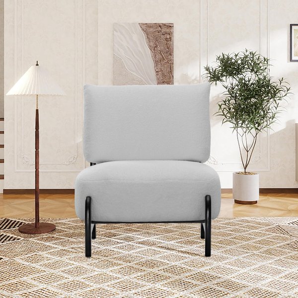 Armless Accent Chair with Solid Wood Frame (White)