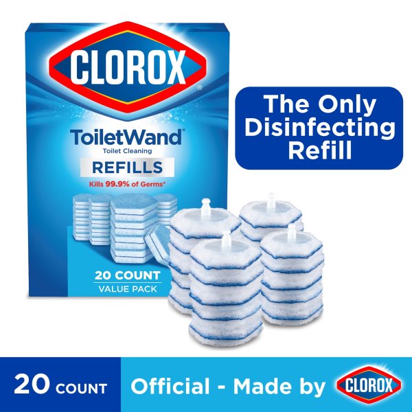 Clorox ToiletWand Toilet Cleaning Refills  Disinfecting Scrubbing Pads  20 Count