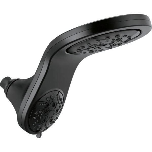 Delta HydroRain 5-Spray Patterns 2.5 GPM 8 in. Wall Mount Dual Shower Heads in Matte Black
