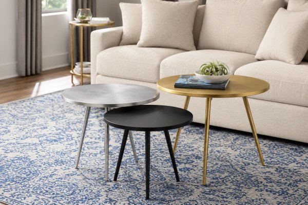 Gold, Silver and Dark Bronze Finish Metal Coffee Tables