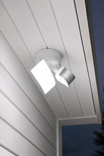 240-Degree White Motion Activated Integrated LED Outdoor Triple Head Flood Light